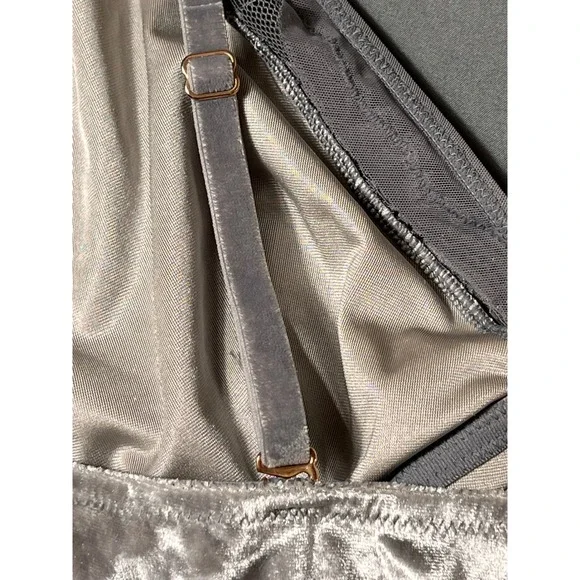 Soma XL Velvet Illusion Silver Velvet Lace Trim Bralette Soft Lingerie‎ - Picture 5 of 9